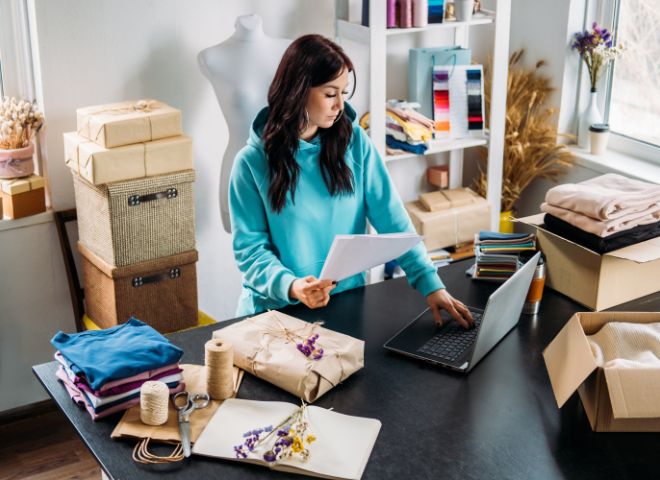 Woman working in a small business
