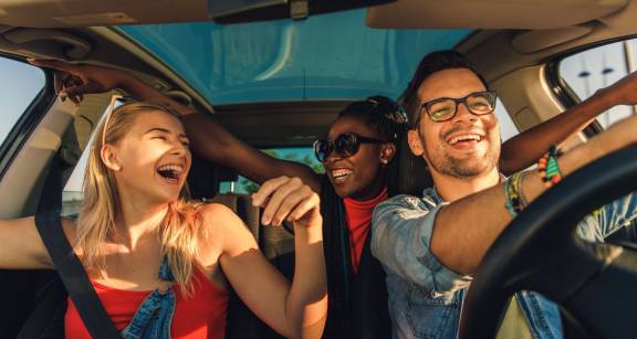 family in car