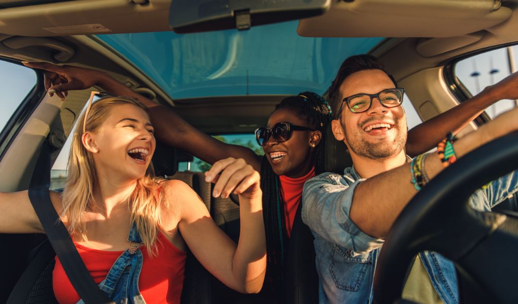 family in car