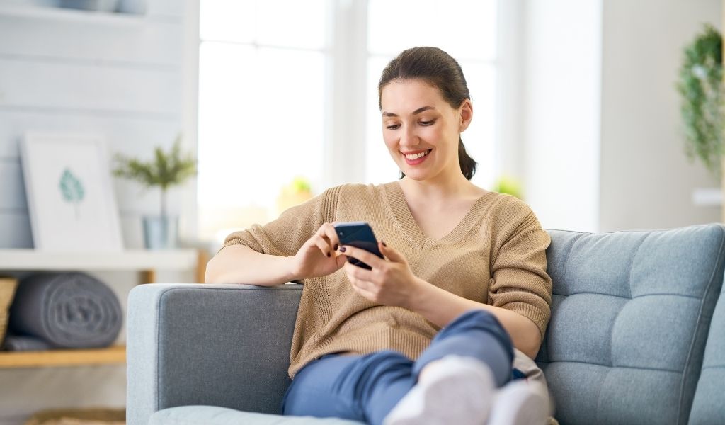 Couple in home on the phone