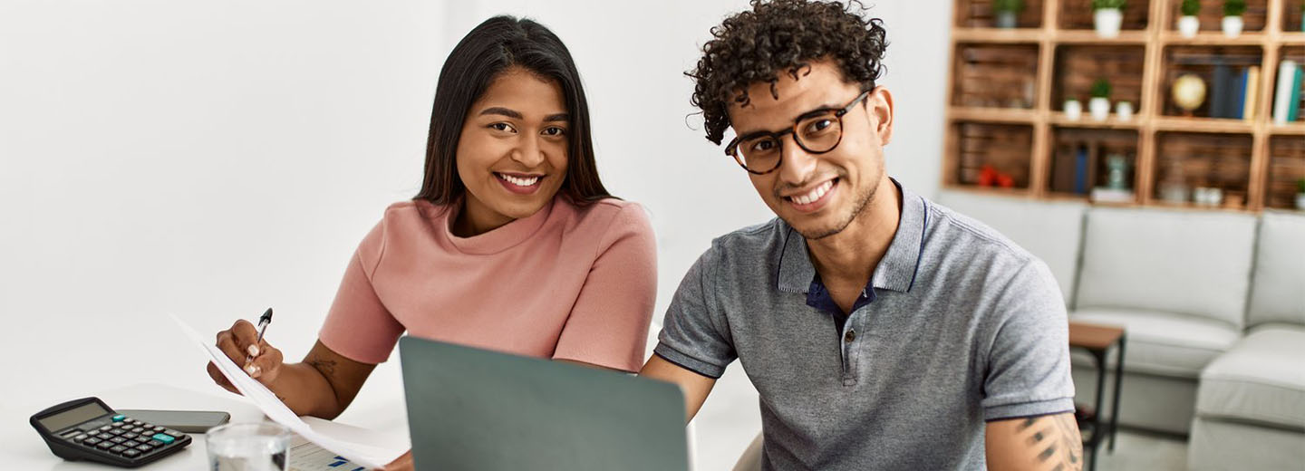 Couple working on finances together