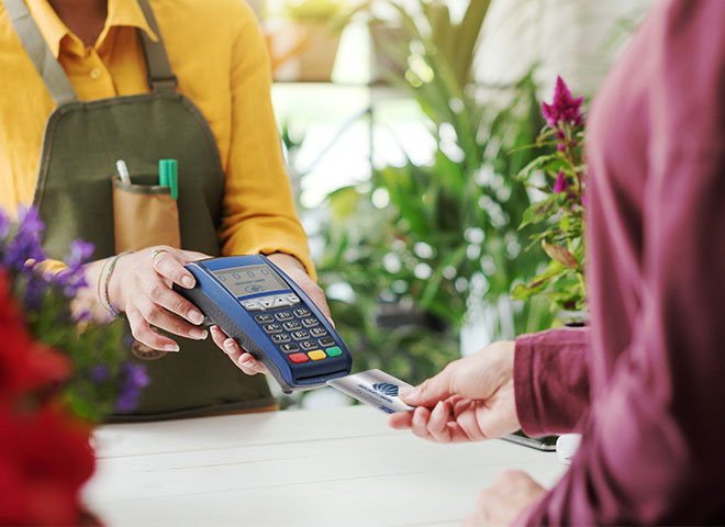 Customer paying with a credit card