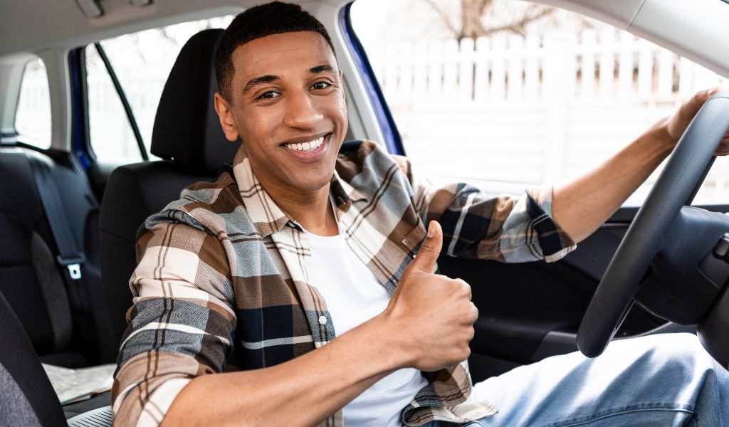 young man in car