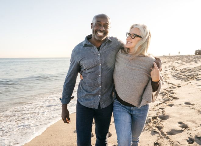 couple walking on beach