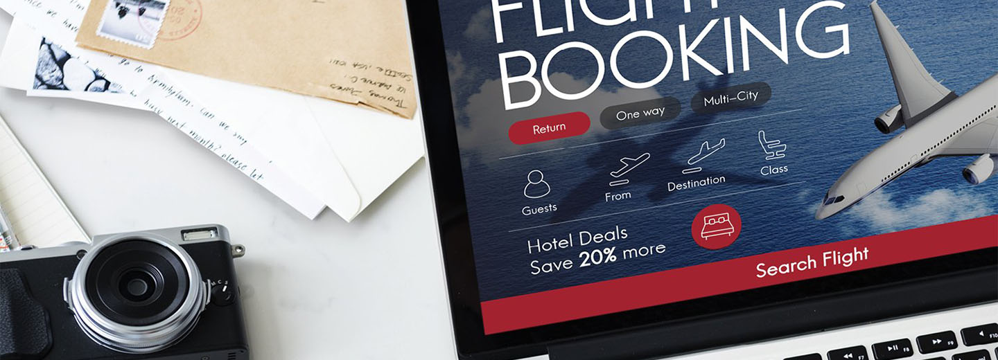 Travel booking website on laptop