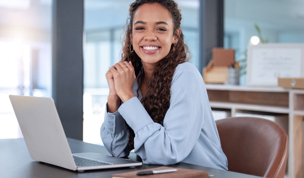 young student on her laptop