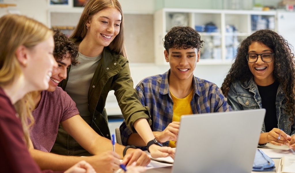 young student on her laptop