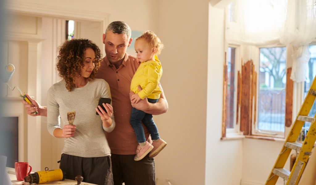 family renovating their home