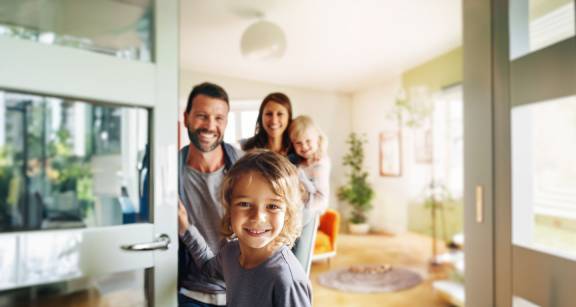 family in home