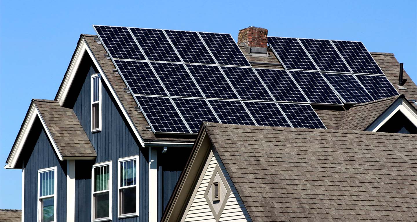 Solar panels on a residential home