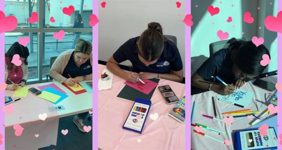 people drawing love letters