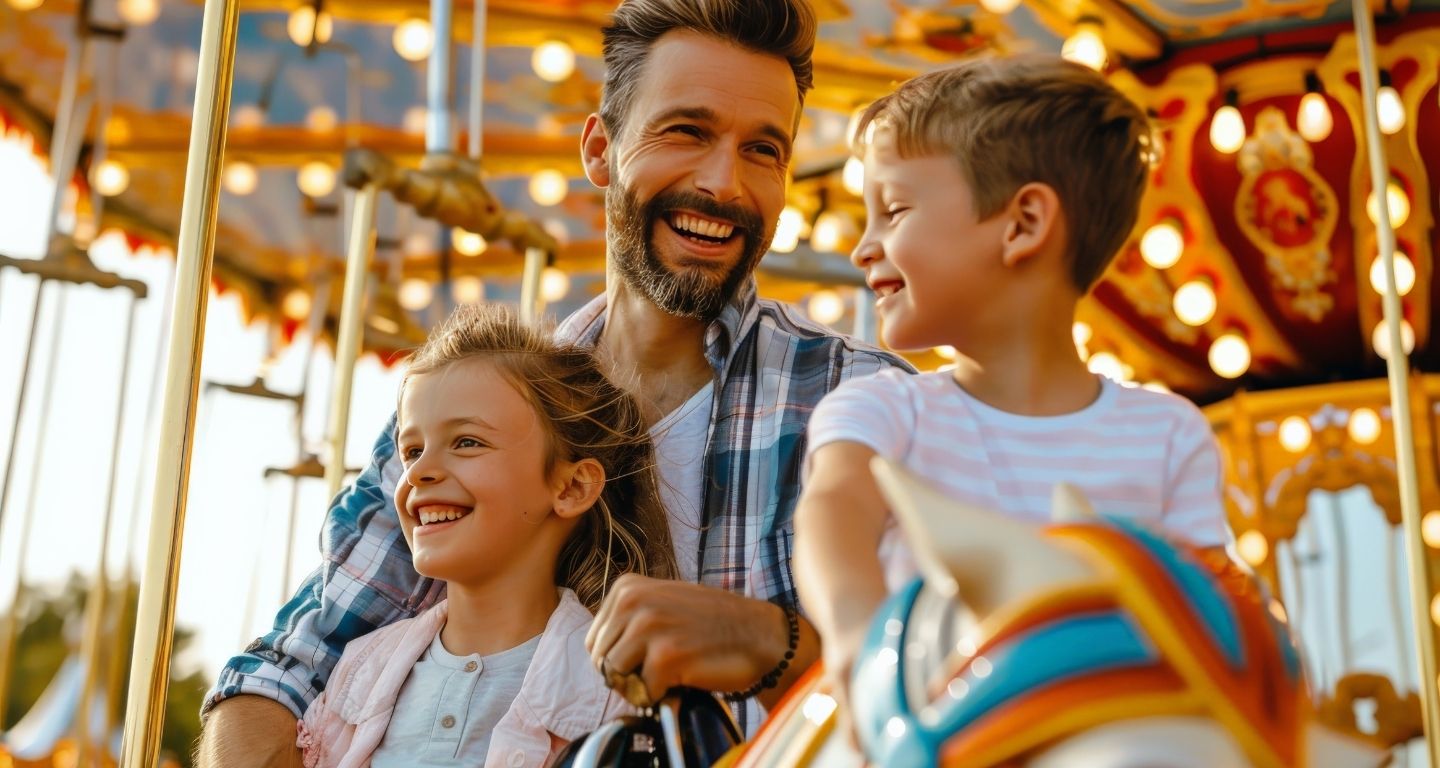family at amusement park