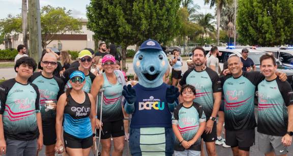 dcfcu mascot with runners