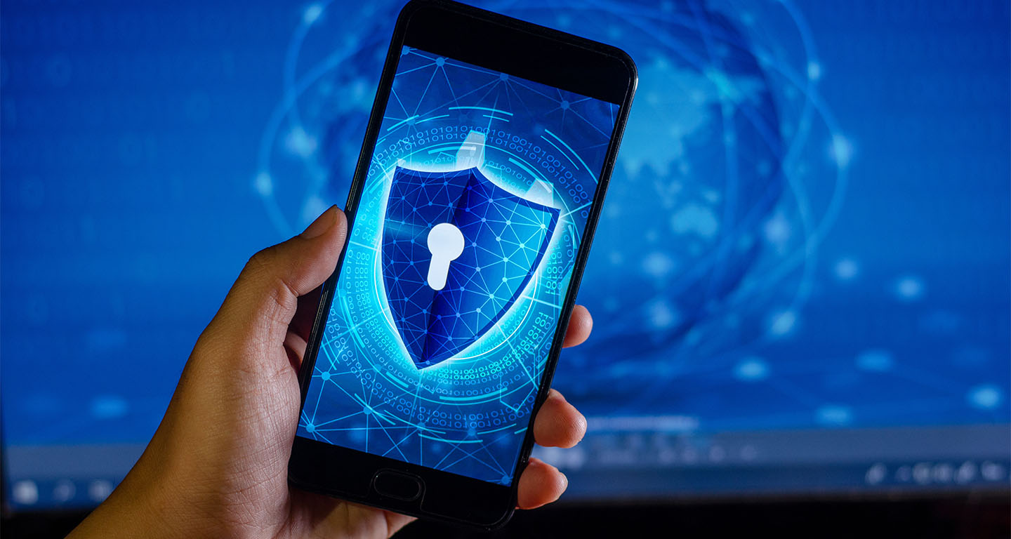 Smartphone with a shield icon